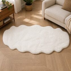 Friendly Area Rug Soft Comfort for Living Room 60x160cm White