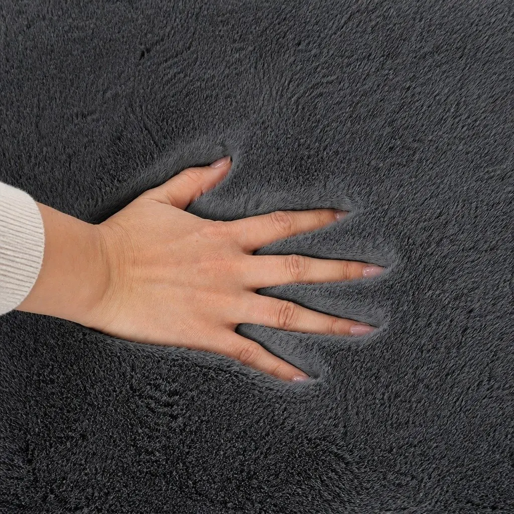 Fluffy Area Rug Grey 80x200cm Soft Plush Texture Anti-Slip Base