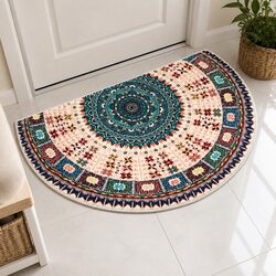 Compact Semi-Circle Door Mat with Non-Slip Design
