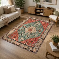 Vintage Area Rug Floor Mat Washable Polyester Bedroom Living Room Lounge Carpet