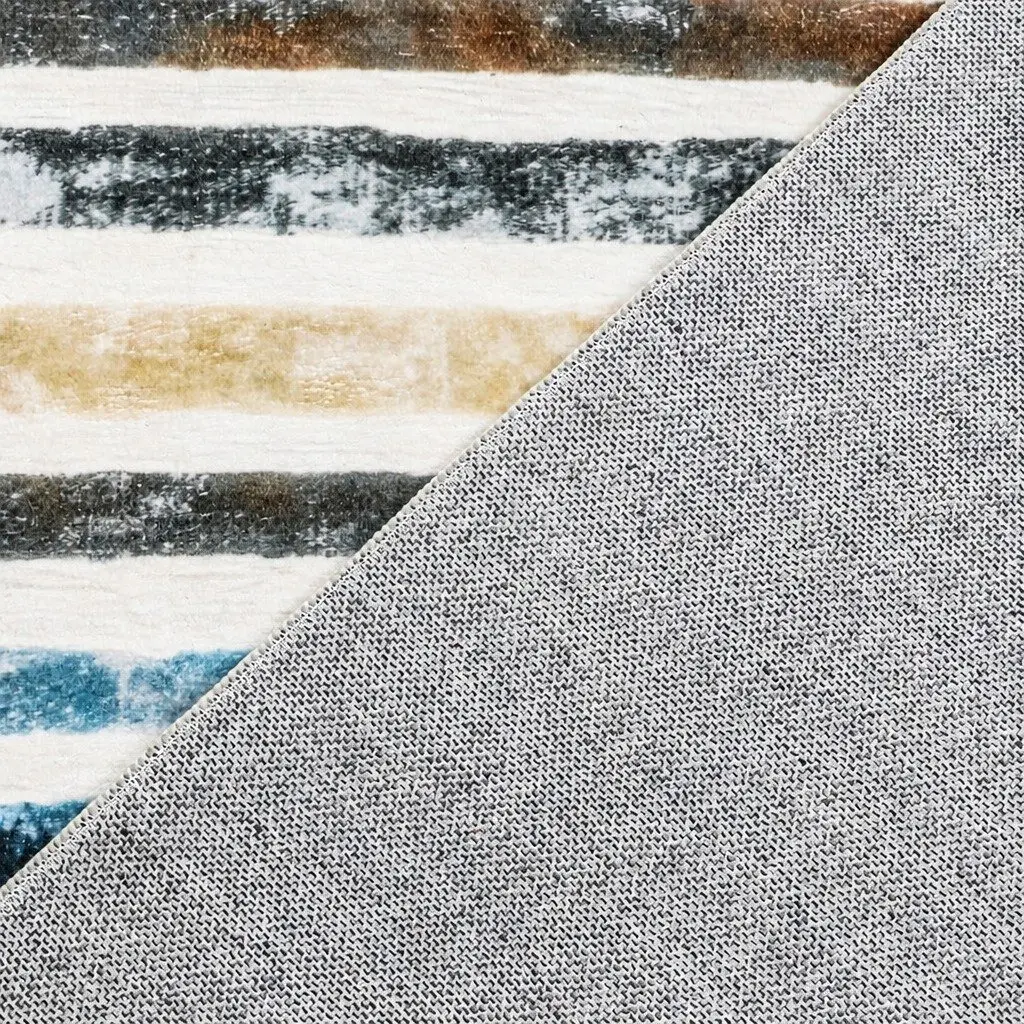 Rug Stripe Washable Soft Plush Non Slip 80x120cm