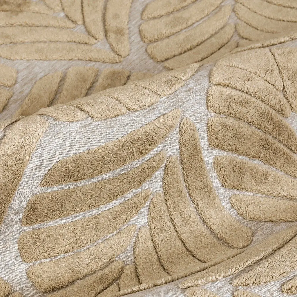 Floor Rug Soft Embossed Carpet Non Slip Plush Shaggy Leaf Pattern Rectangle Rug