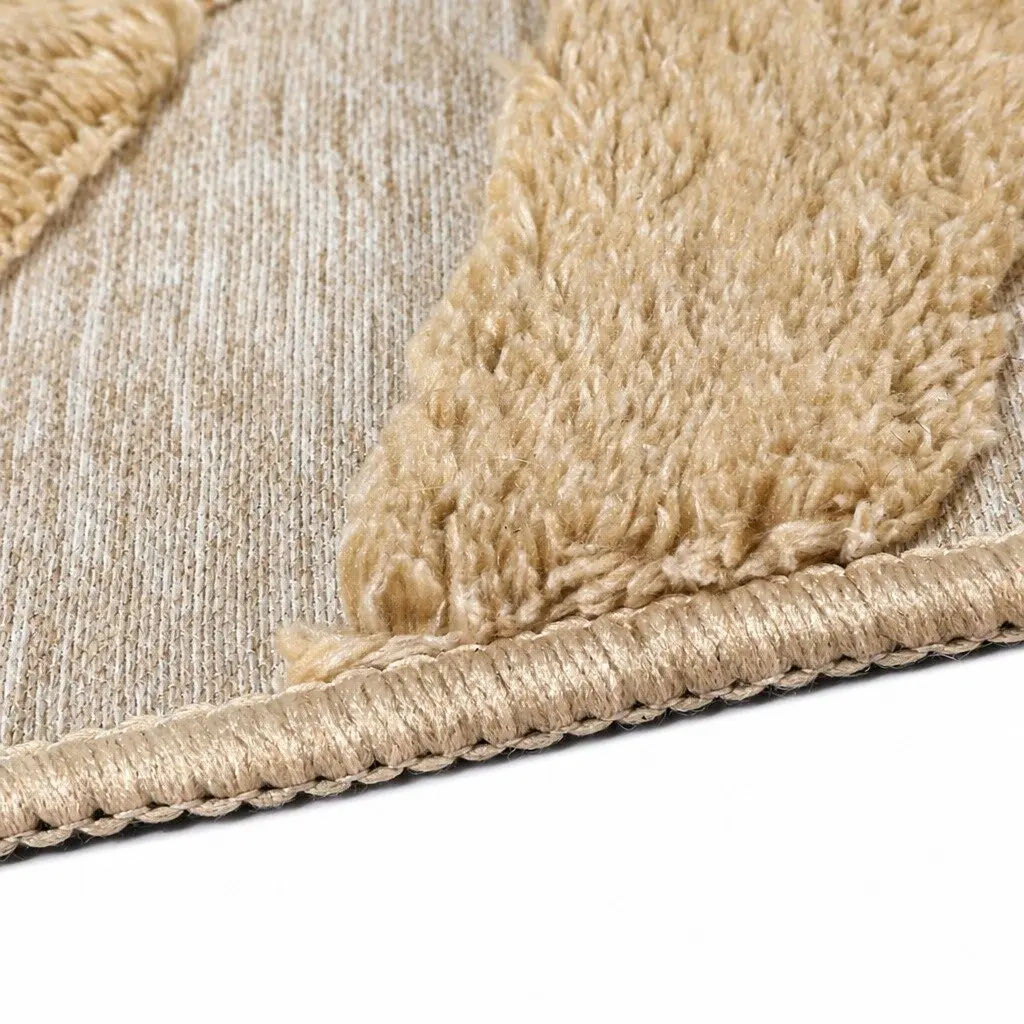 Floor Rug Soft Embossed Carpet Non Slip Plush Shaggy Leaf Pattern Rectangle Rug