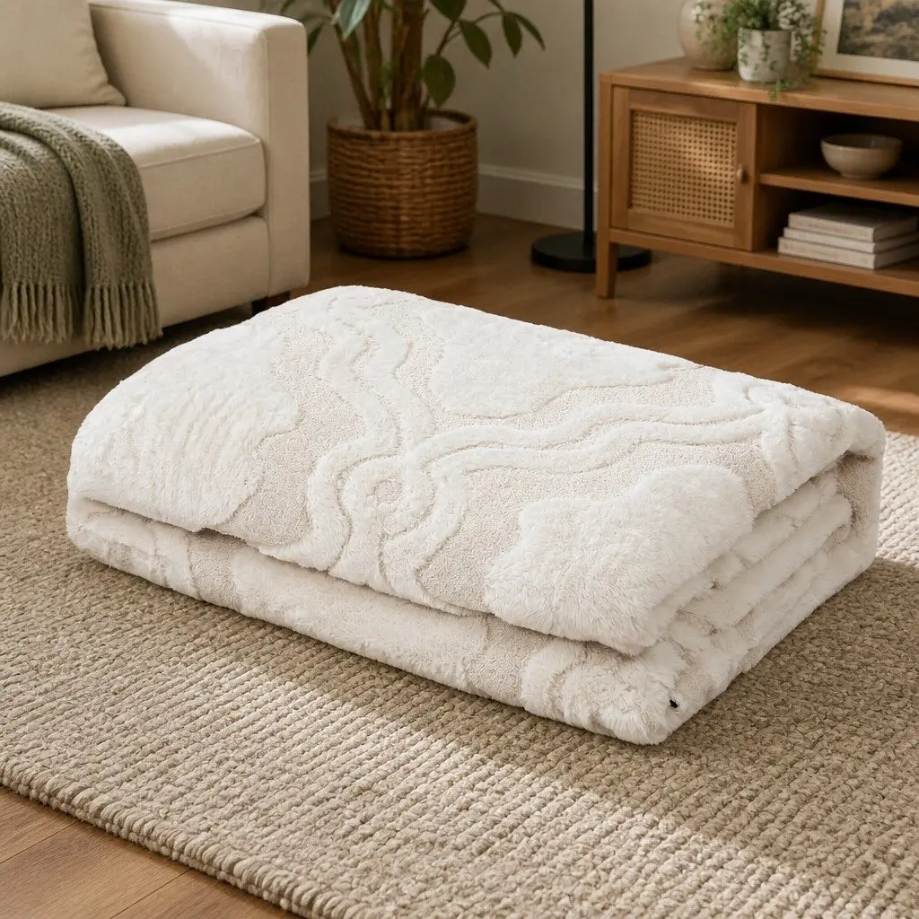 Shaggy Floor Rug Beige 200x230cm 10mm Pile Soft Plush Anti-slip Cotton-Polyester Base