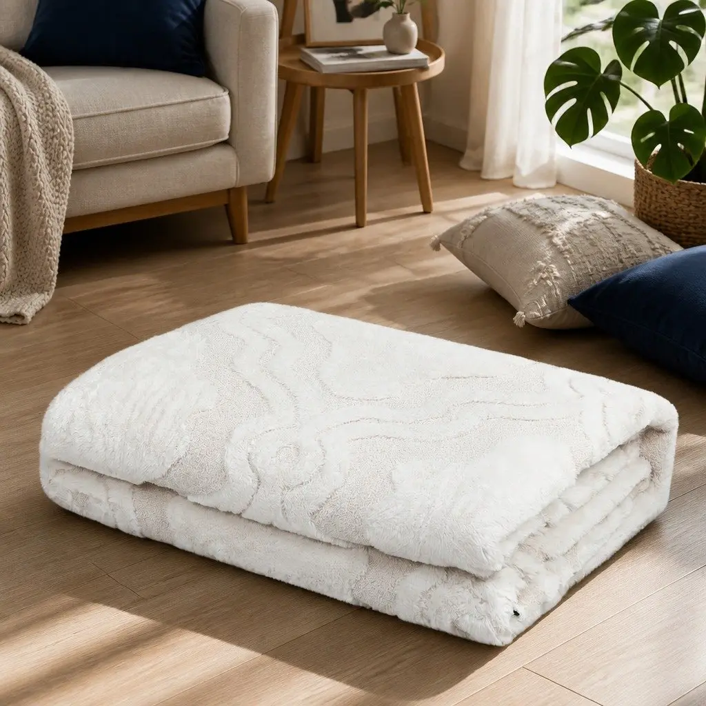 Shaggy Floor Rug Beige 200x290cm 10mm Pile Soft Plush Area Rug for Living Room Bedroom