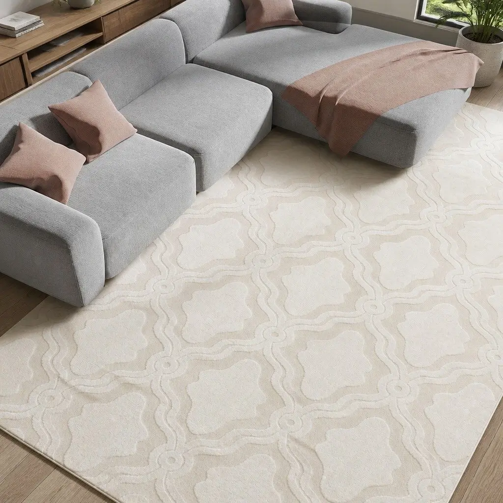 Shaggy Floor Rug Beige 200x290cm 10mm Pile Soft Plush Area Rug for Living Room Bedroom