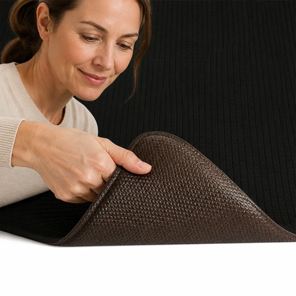 Non Slip Kitchen Mat Black 2 Piece Anti Fatigue Waterproof PU Rug