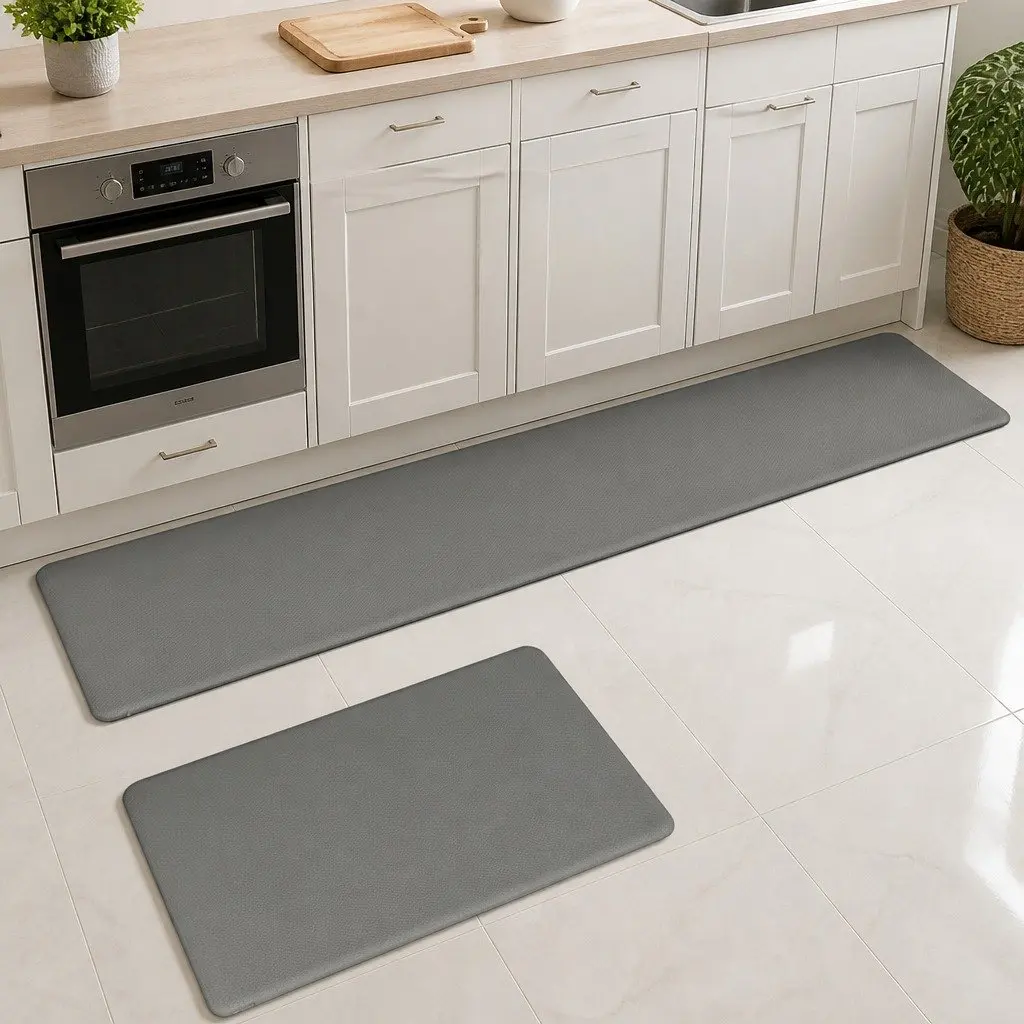 Kitchen Mat Grey 2 Piece Non Slip Anti Fatigue Soft Rug