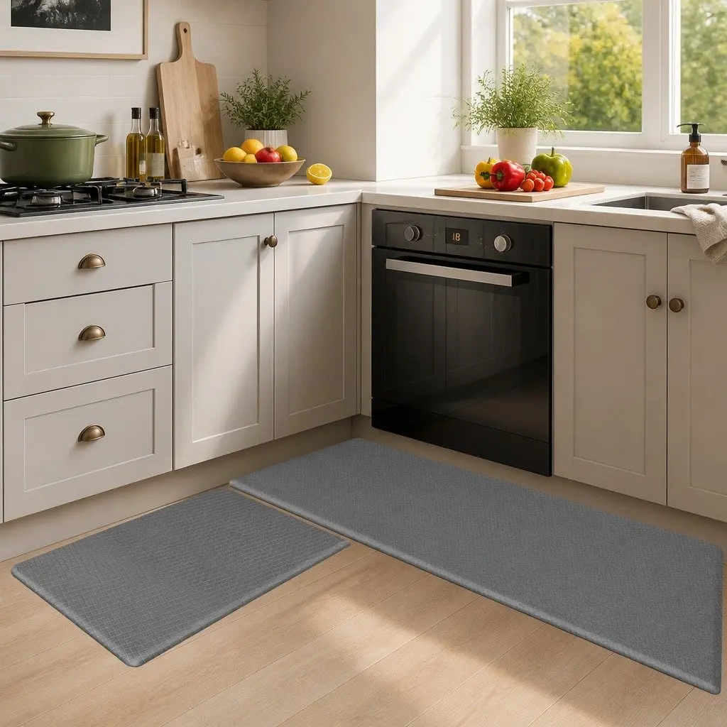 Kitchen Mat Grey 2 Piece Non Slip Anti Fatigue Soft Rug