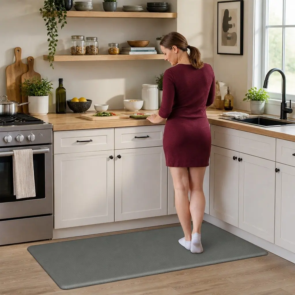 Kitchen Mat Grey 2 Piece Non Slip Anti Fatigue Soft Rug