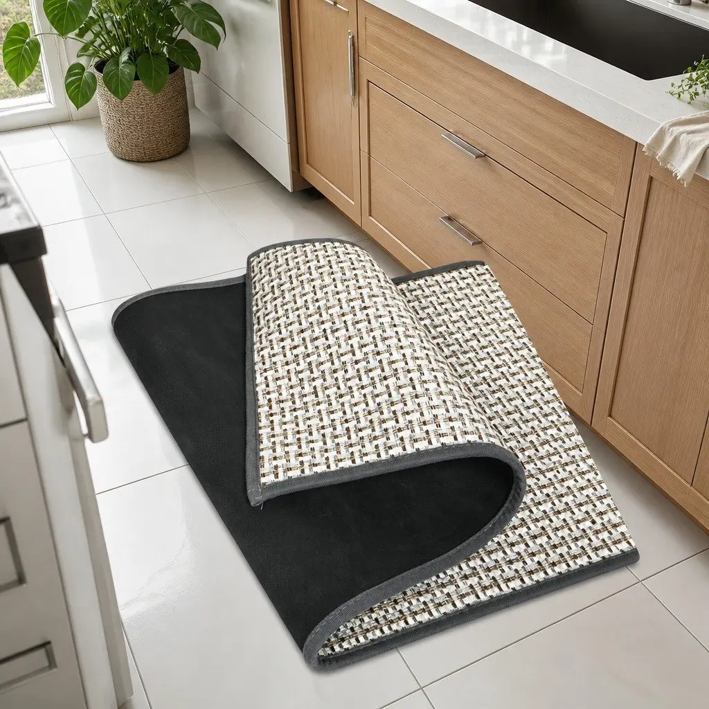 Woven Kitchen Rug Grey 2PCS Non Slip Absorbent Mat Floor Protection