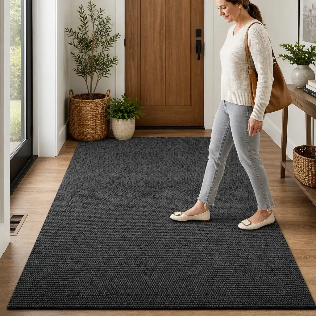 Extra Large Floor Rug Grey 90cm x 305cm Pineapple Pattern Non-Slip Mat