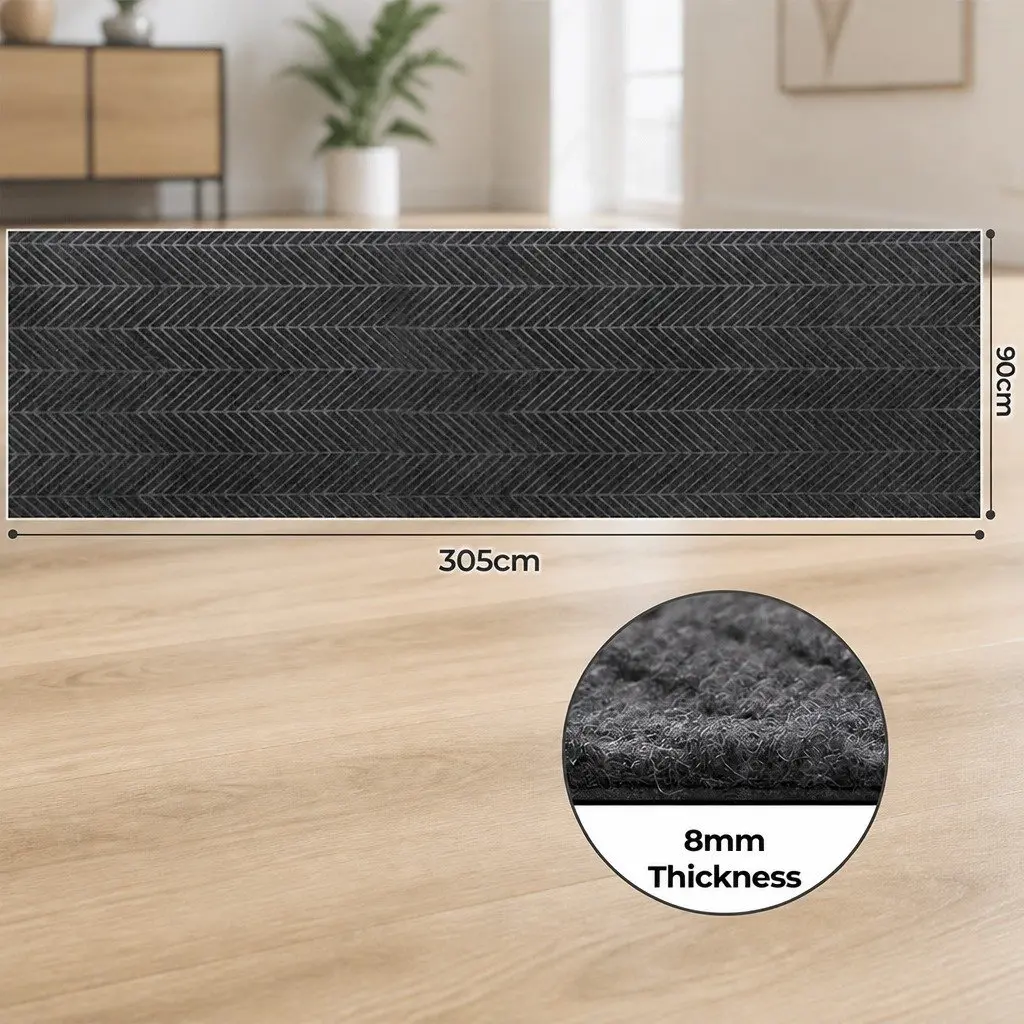 Extra Large Floor Rug Non Slip 90cm x 305cm Anti-Slip Tire Tread Design Heavy