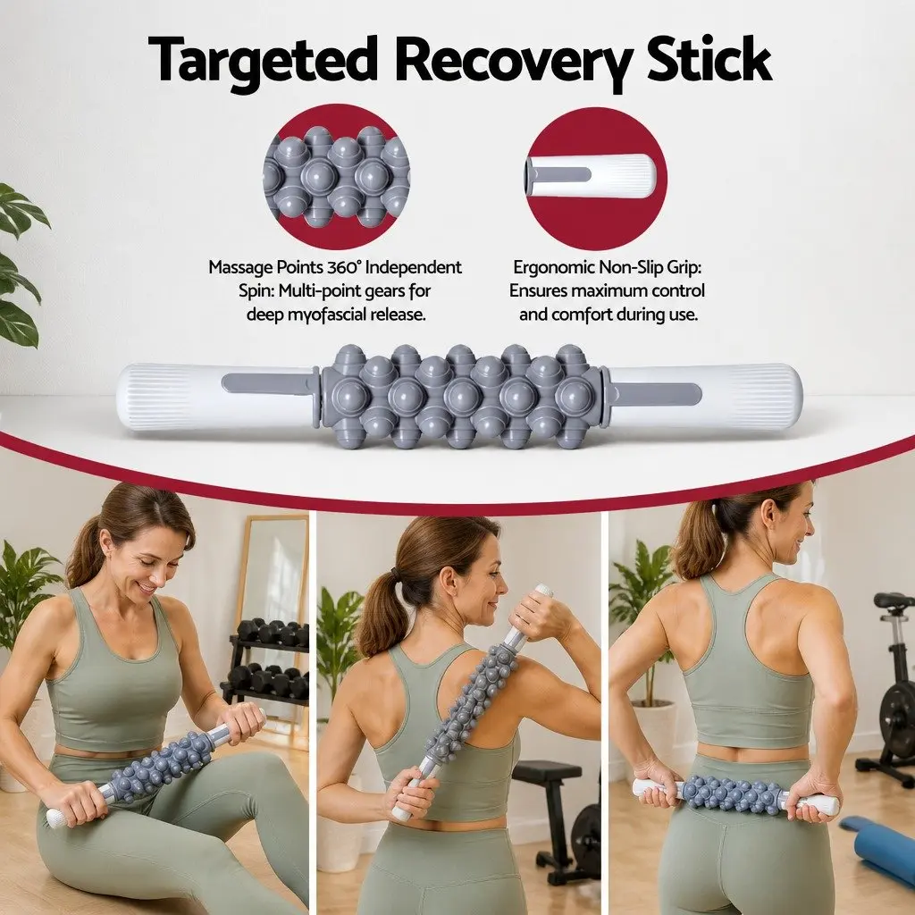 Foam Roller Set Grey 3 Piece Muscle Recovery Stick Massage Ball Deep Tissue