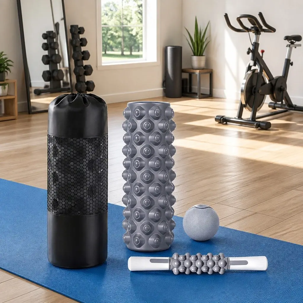 Foam Roller Set Grey 3 Piece Muscle Recovery Stick Massage Ball Deep Tissue