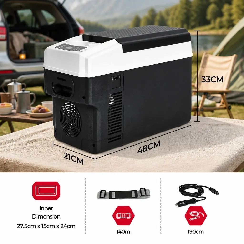 12V Portable Car Mini Fridge Black 13L Cooler Warmer Dual Functionality
