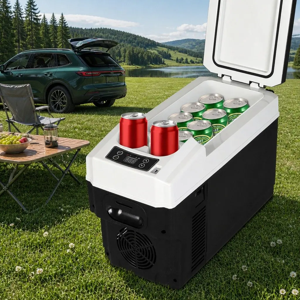 12V Portable Car Mini Fridge Black 13L Cooler Warmer Dual Functionality
