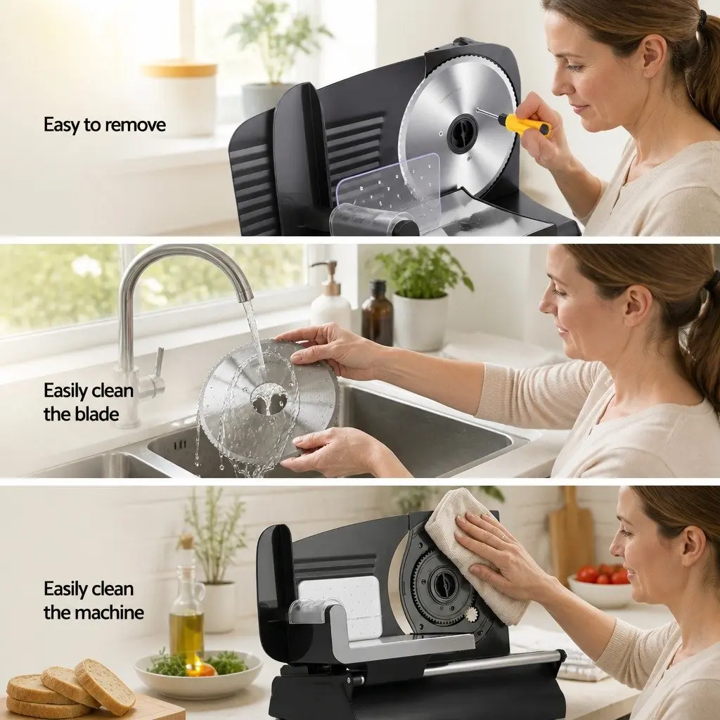 Meat Slicer Bread Vegetable Food Cutter 200W Power 0-15mm Adjustable Stainless