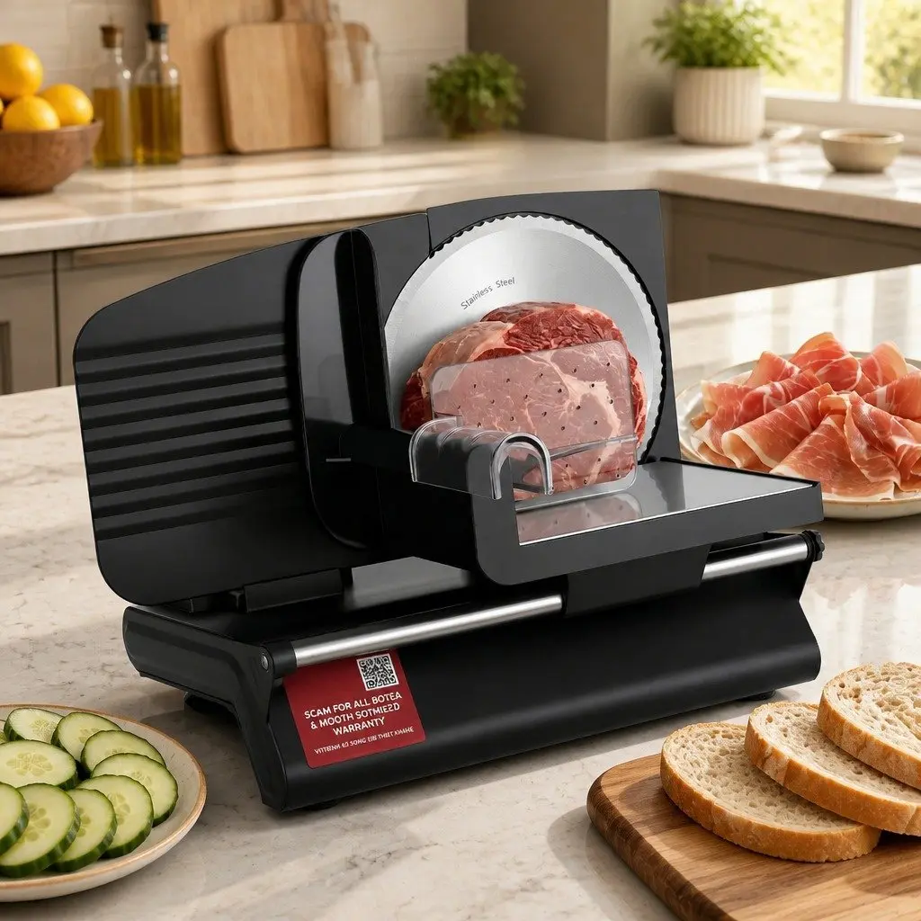 Meat Slicer Bread Vegetable Food Cutter 200W Power 0-15mm Adjustable Stainless