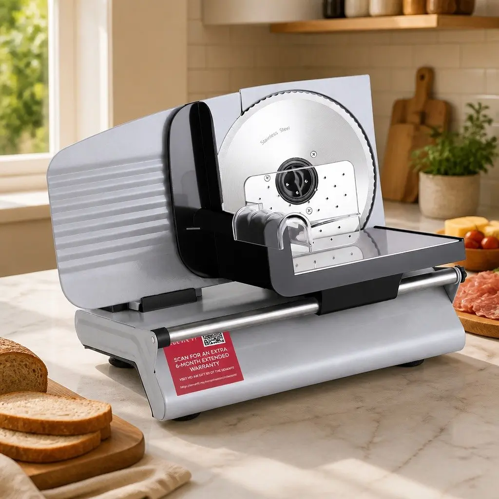 Meat Slicer Bread Vegetable Food Cutter 200W Power 0-15mm Adjustable Stainless