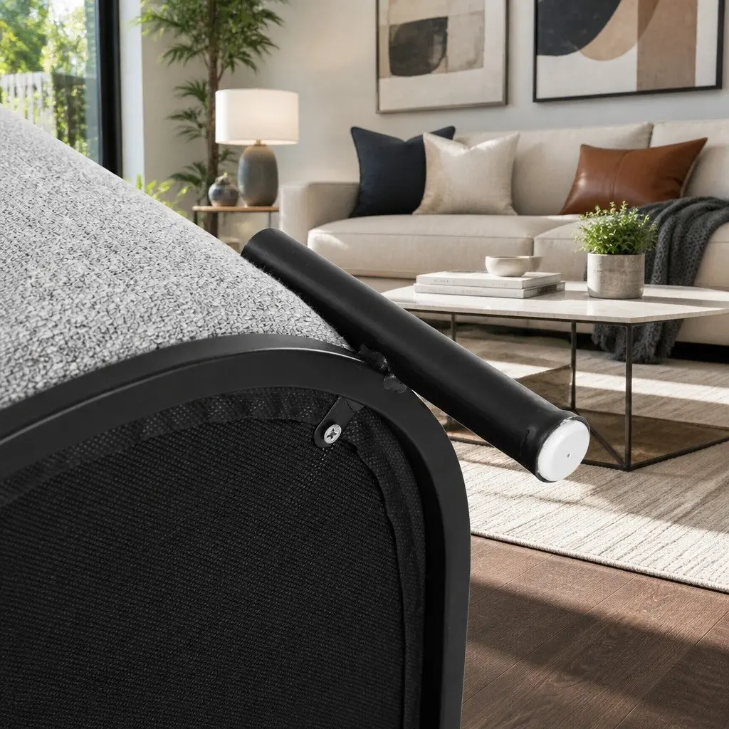 Ottoman Foot Stool Square Grey Black Linen Seat Living Room Bedroom Furniture