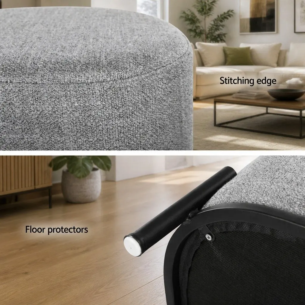 Ottoman Foot Stool Square Grey Black Linen Seat Living Room Bedroom Furniture