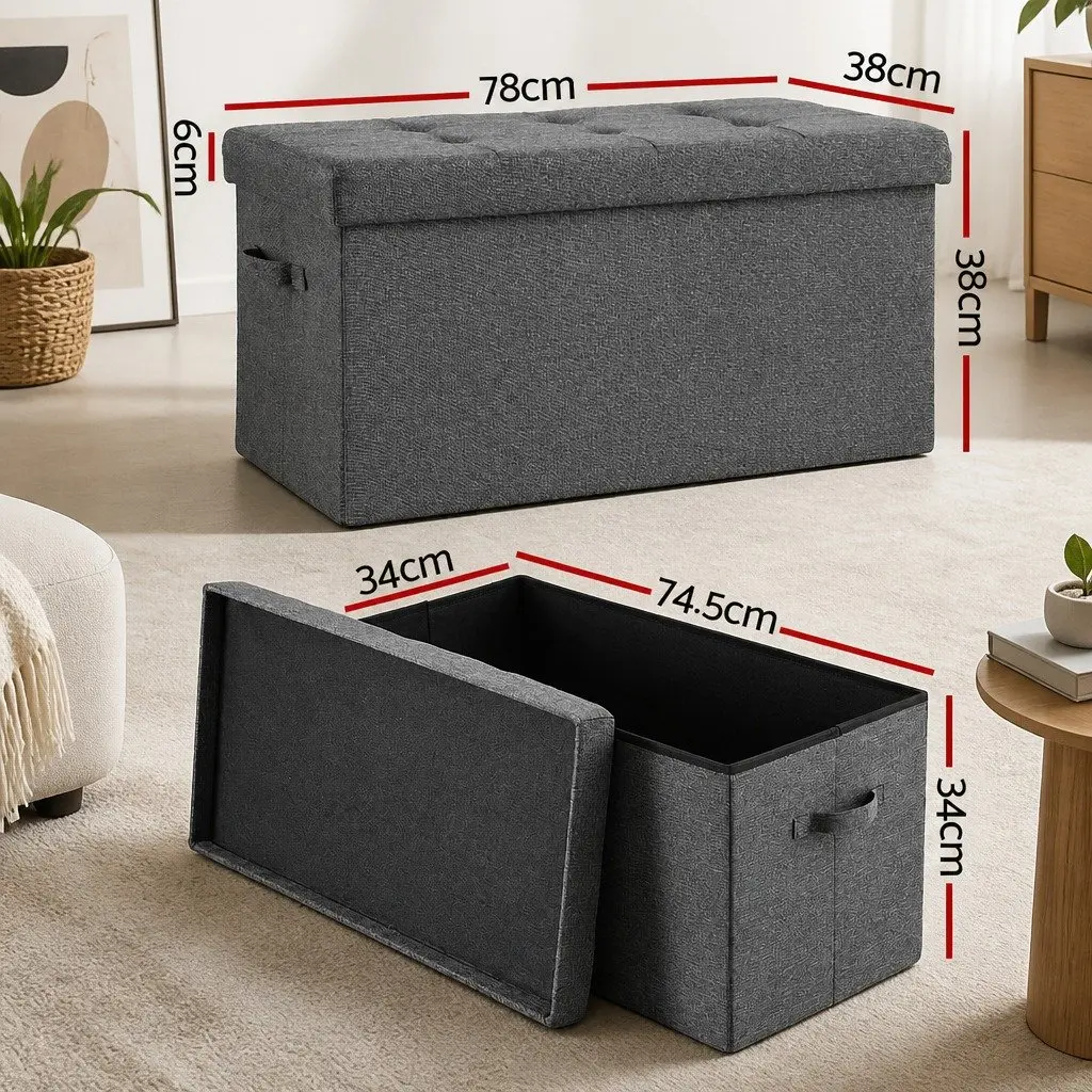 Storage Ottoman Grey Foldable Hidden Storage Seat