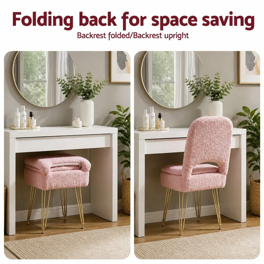 Storage Ottoman Pink Compact Folding Backrest Footstool