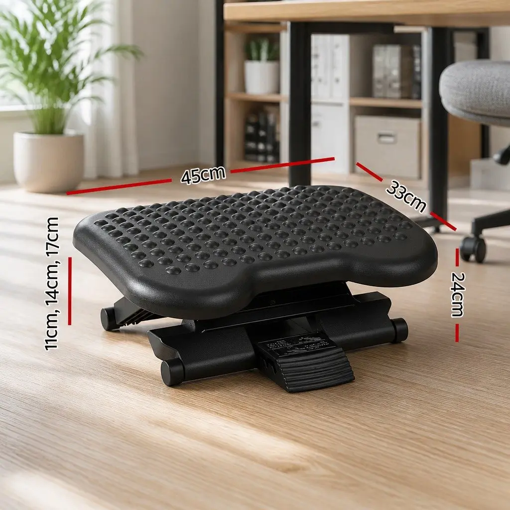 Foot Rest Stool Black Adjustable Angle Acupressure Under Desk