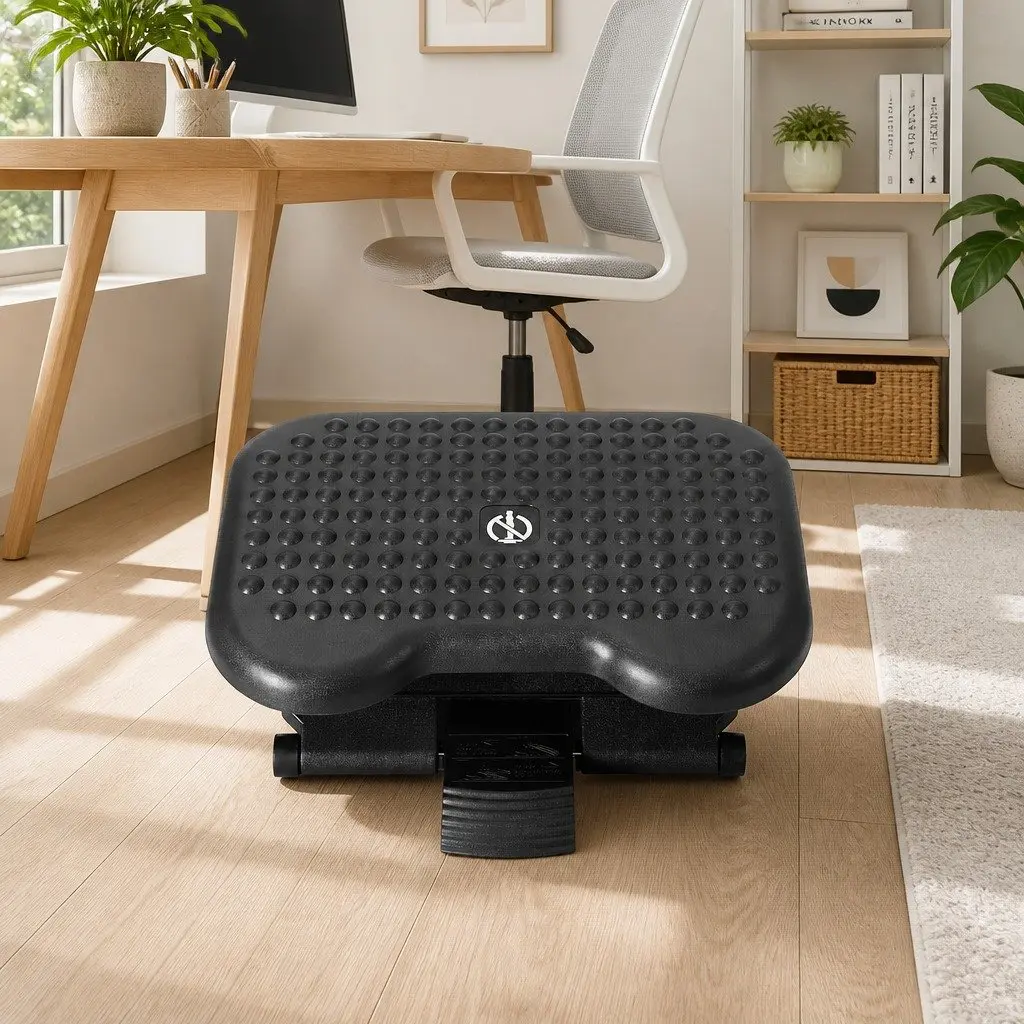 Foot Rest Stool Black Adjustable Angle Acupressure Under Desk