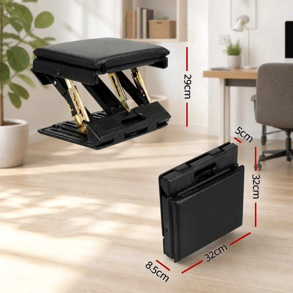 Foot Rest Stool Black Adjustable Height Acupressure Surface Under Desk
