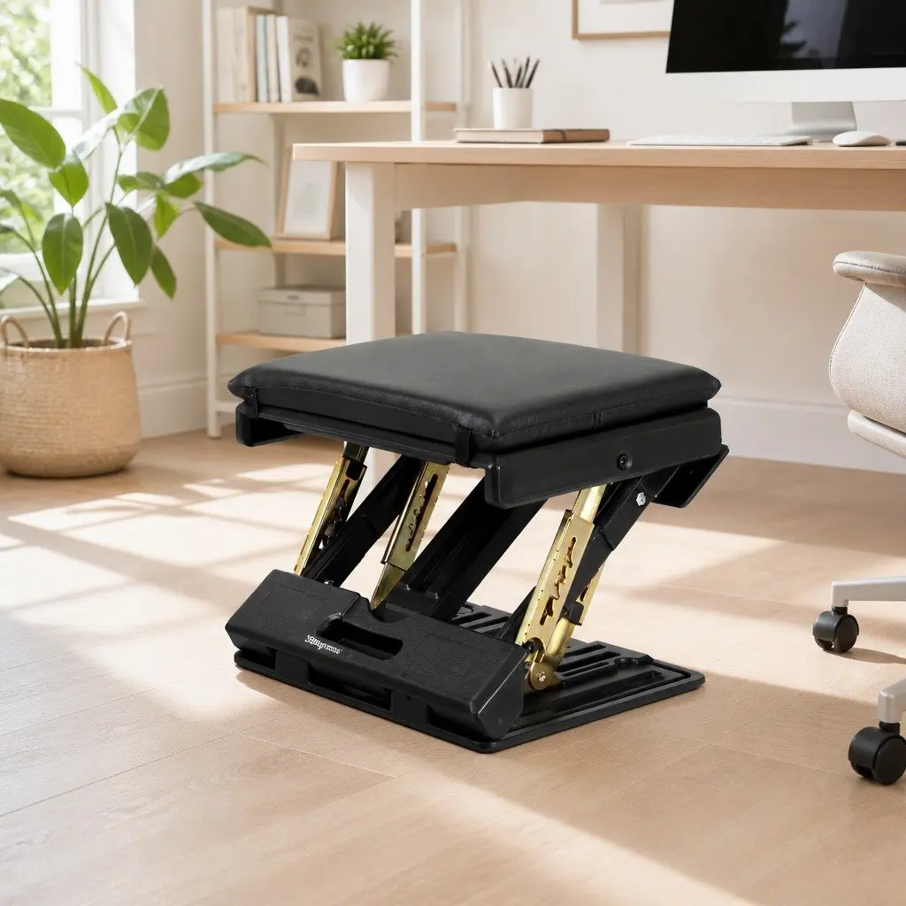 Foot Rest Stool Black Adjustable Height Acupressure Surface Under Desk
