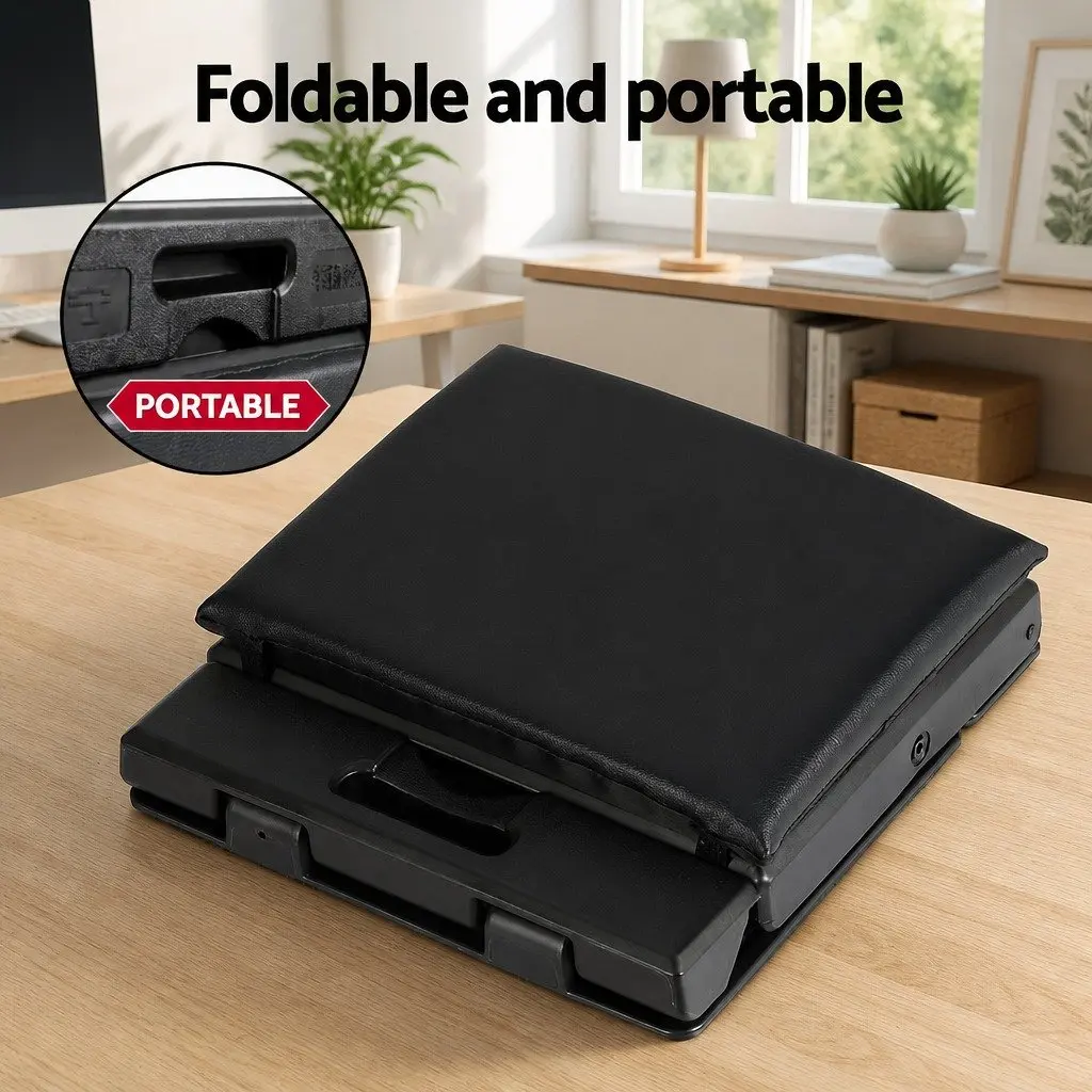 Foot Rest Stool Black Adjustable Height Acupressure Surface Under Desk