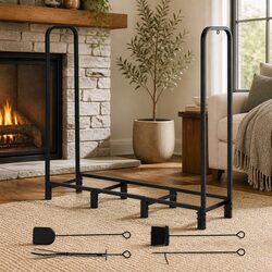 Compact 120cm Firewood Rack with Essential Tools Included