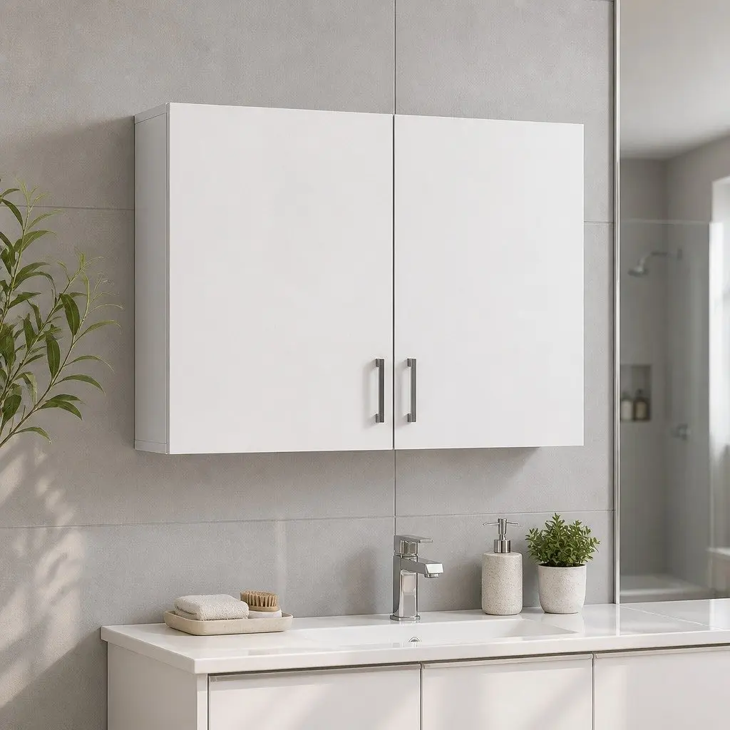 Wall Mounted Bathroom Storage Cabinet 900mm White Cupboard Medicine Organiser