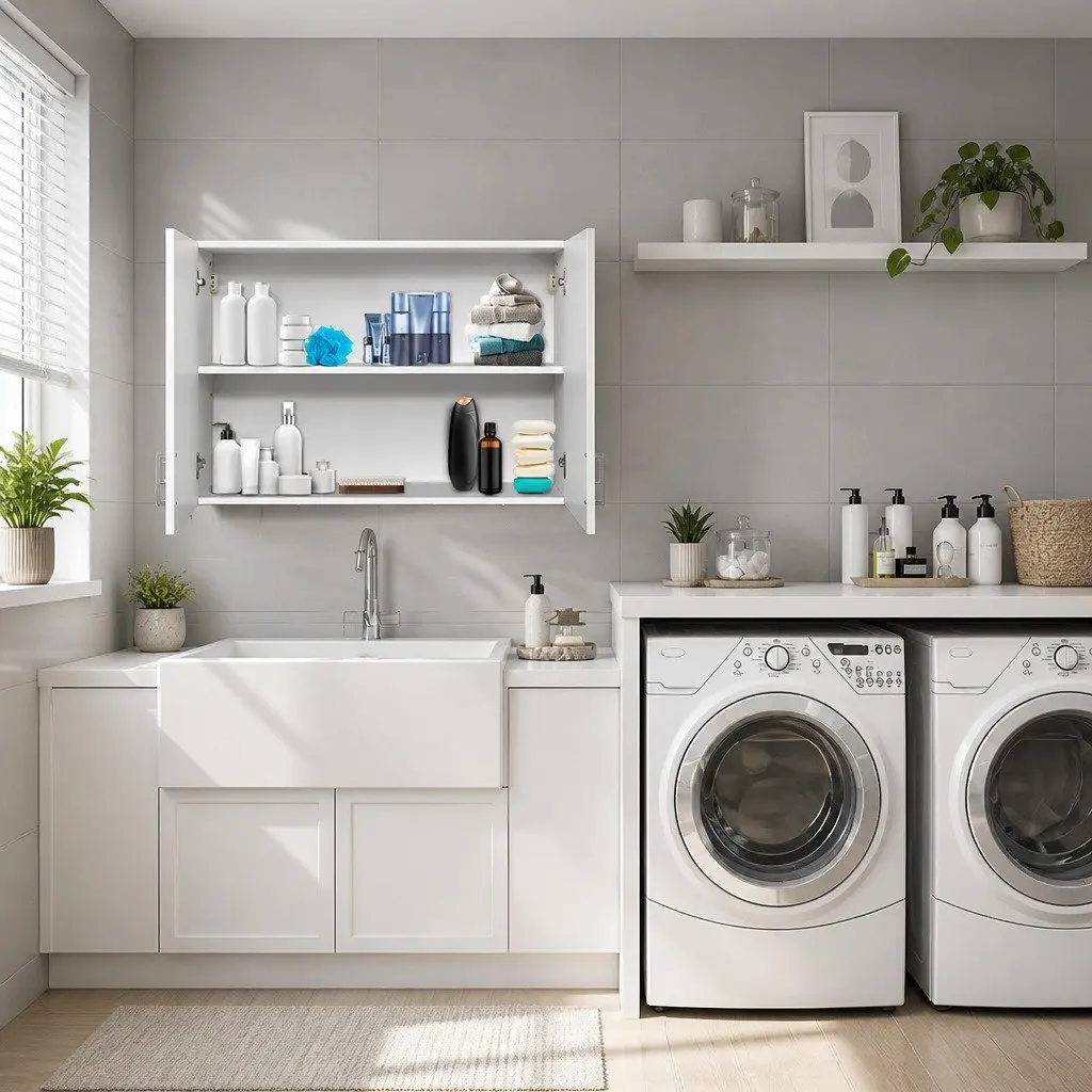 Wall Mounted Bathroom Storage Cabinet 900mm White Cupboard Medicine Organiser