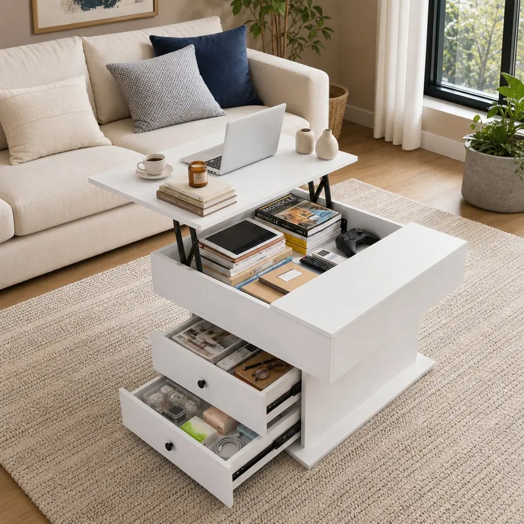 Lift-Top Coffee Table with Hidden Storage