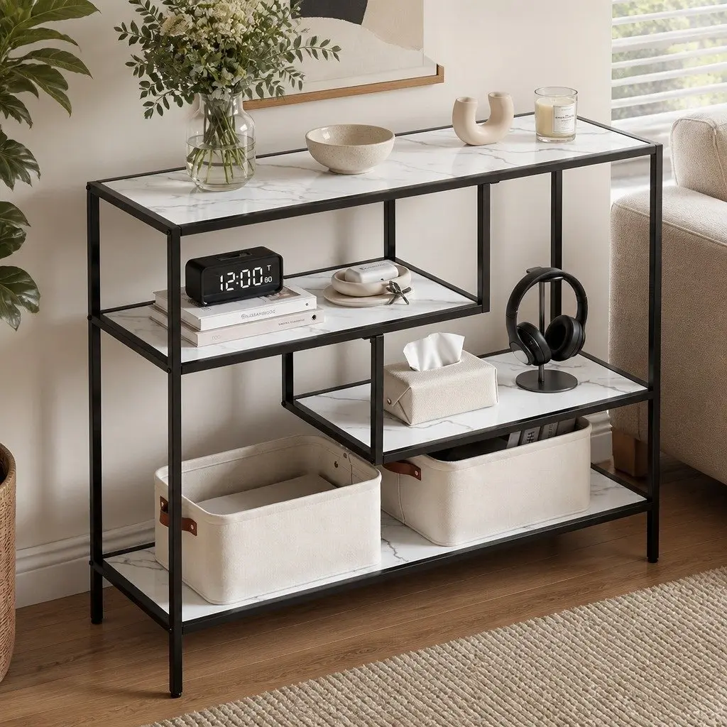 Console Table with 4-Tier Shelves