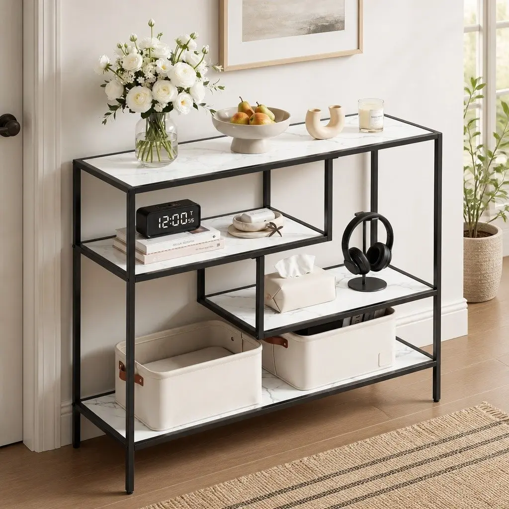 Console Table with 4-Tier Shelves
