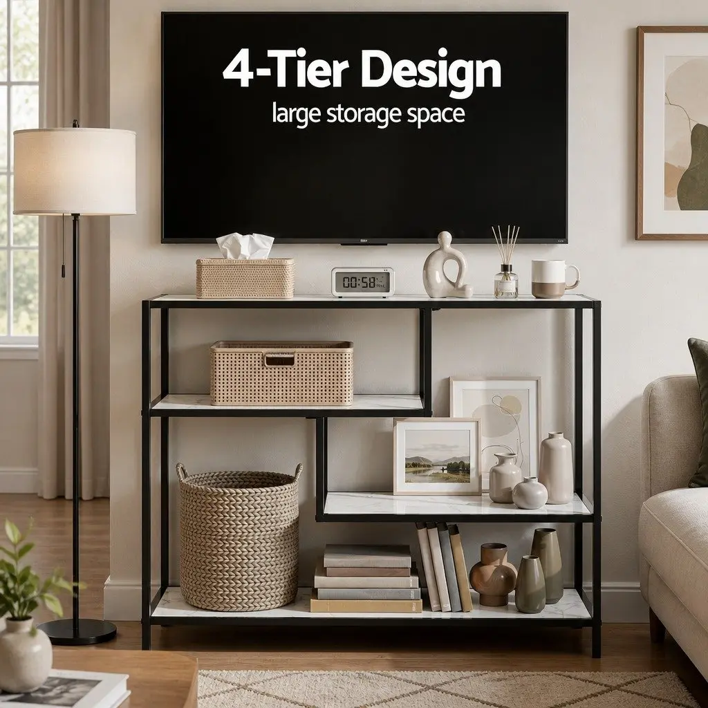 Console Table with 4-Tier Shelves