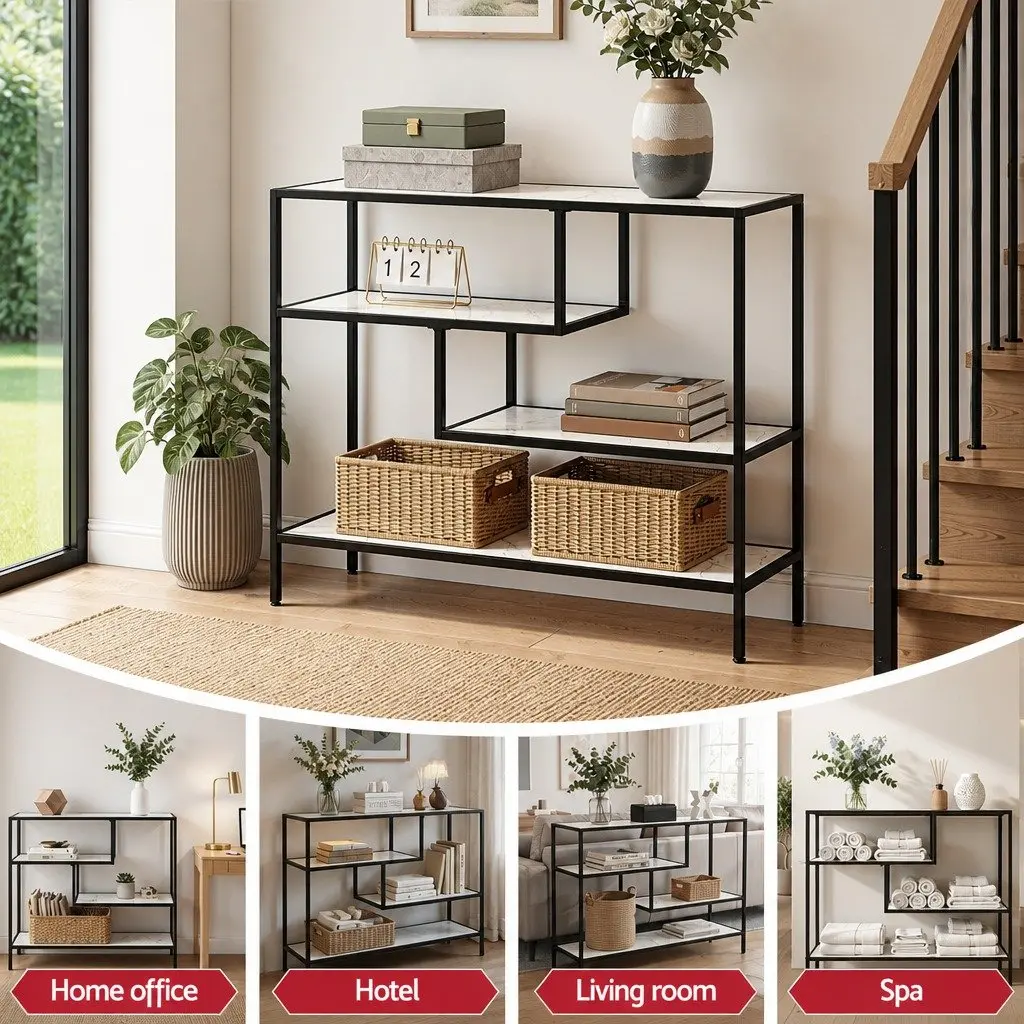 Console Table with 4-Tier Shelves