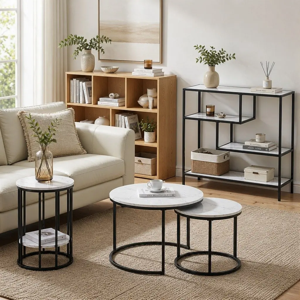 Console Table with 4-Tier Shelves