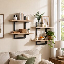Compact 2-Tier Floating Wall Shelves: Perfect for Your Home