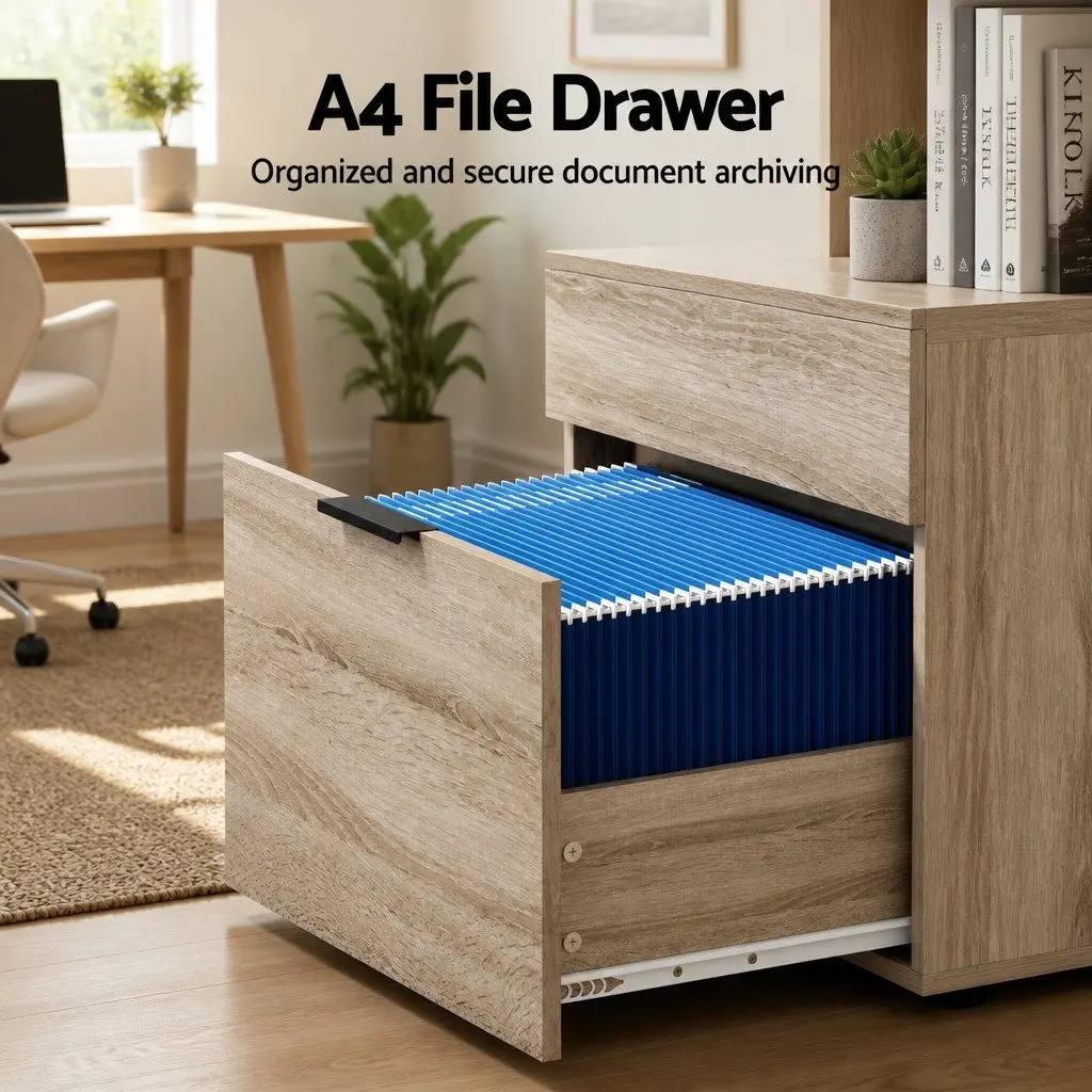 Filing Cabinet 2 Drawer Home Office Storage Organiser Document Shelves Workspace