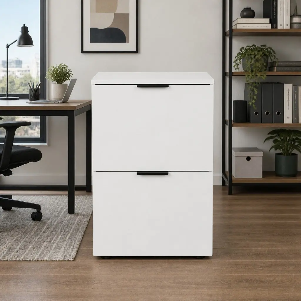 Filing Cabinet White 2 Drawer Organiser Suspension Files Document Storage