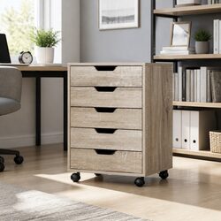 5-Drawer Filing Cabinet Mobile Rolling Storage Chest Organize Documents Office