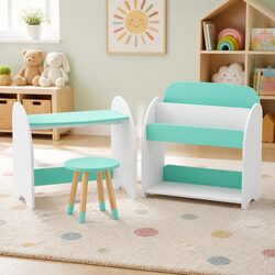 Compact Kids Bookshelf Set with Reading Chair