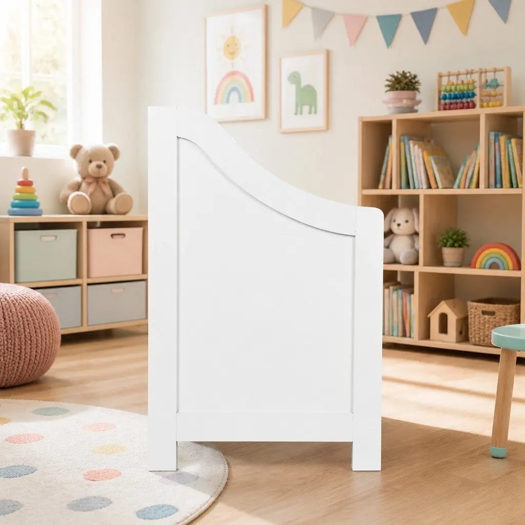 Kids Storage Box Bench Toy Organiser White 2-in-1 Soft Closing Hinges Safe Corners Easy to Clean
