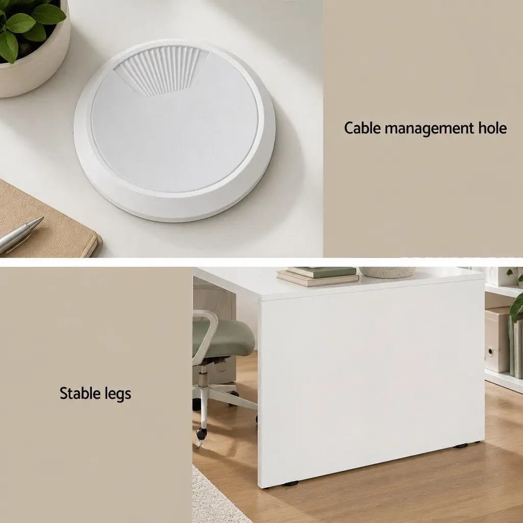 L-Shape Corner Computer Desk with Shelves CPU Stand White Home Office