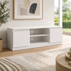 TV Cabinet Entertainment Unit 120cm White Living Room Storage Shelving Display